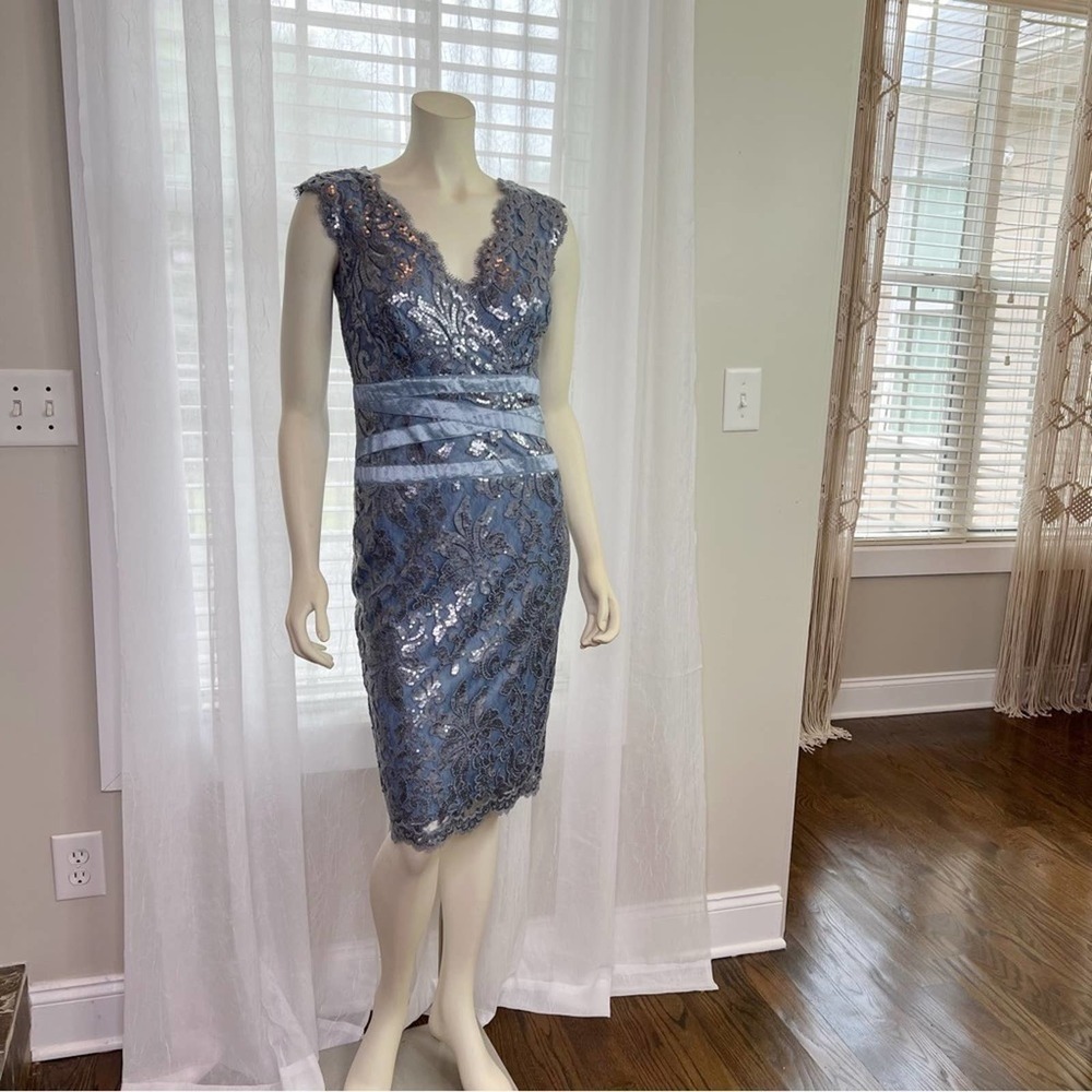 Tadashi Shoji Sequin Knee Length Sheath Dress - Picture 2 of 11
